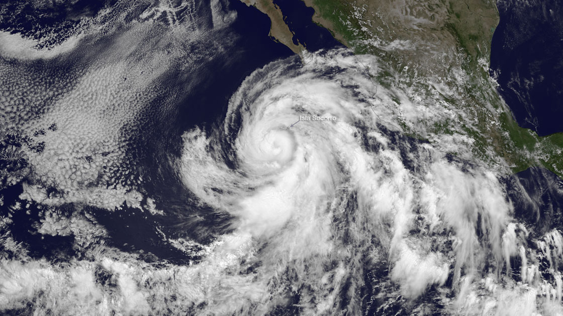 Cosme as it became a hurricane off the coast of Mexico on June 25.