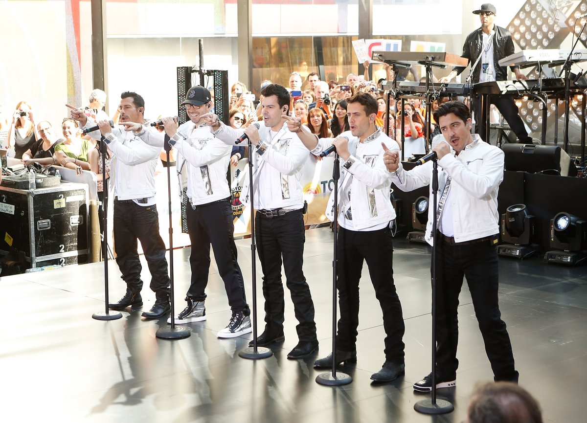 Danny Wood, Jordan Knight, Donnie Wahlberg, Joey McInIntyre and Jonathan Knight of the New Kids on the Block perform on NBC's 'Today' in Rockefeller Center on May 31, 2013 in New York, New York. (Photo by John Lamparski/WireImage).