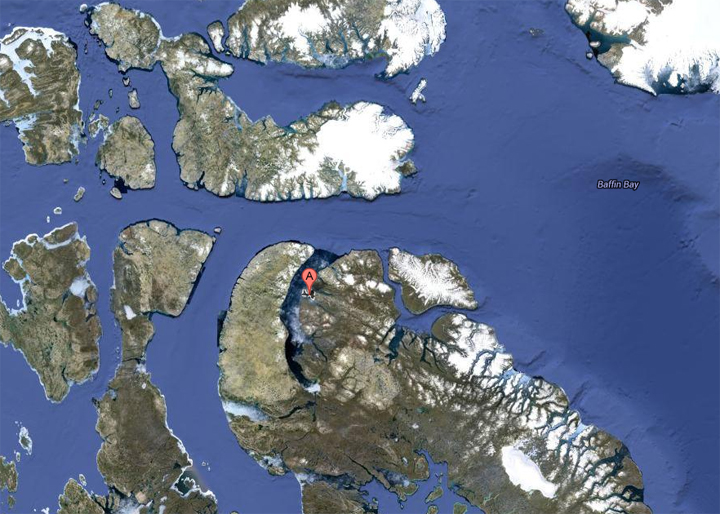 Map showing the location of Arctic Bay, Nunavut.