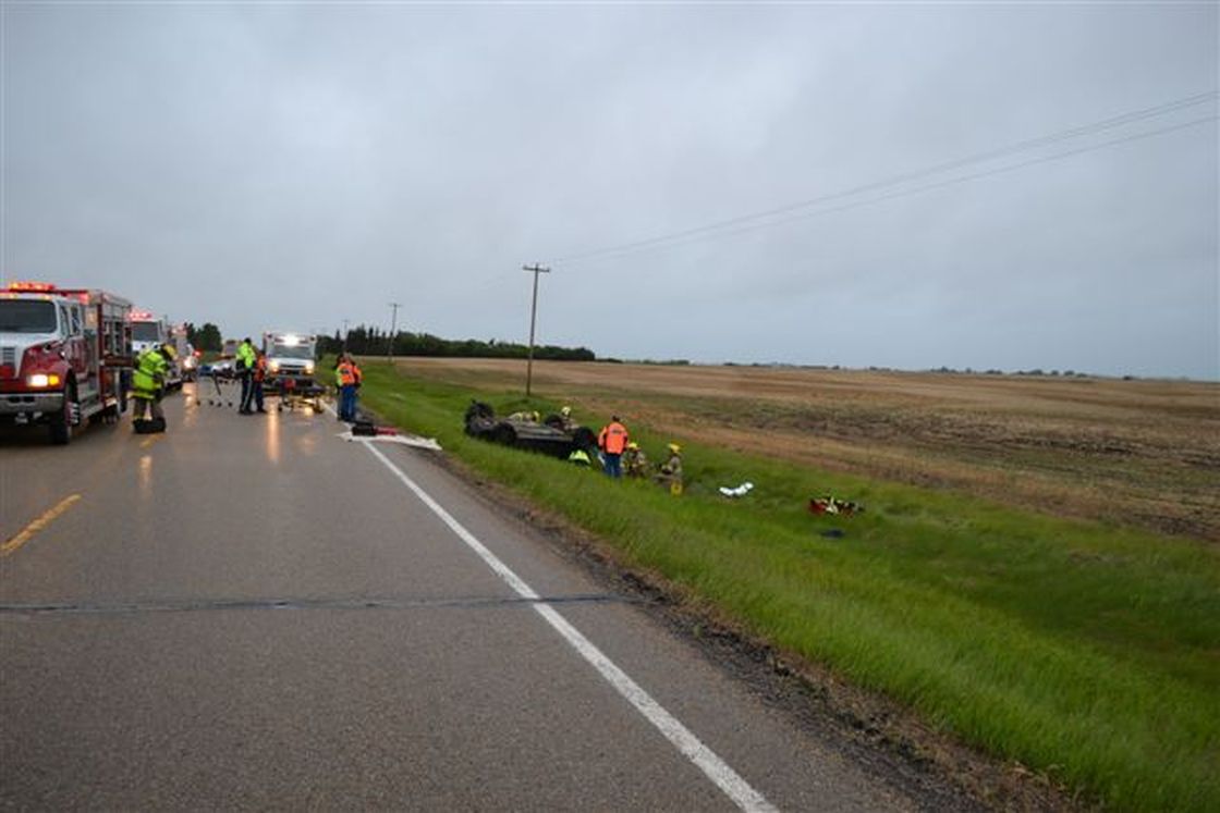 One man was killed, and two others injured, in a collision east of Camrose Sunday, June 16, 2013.