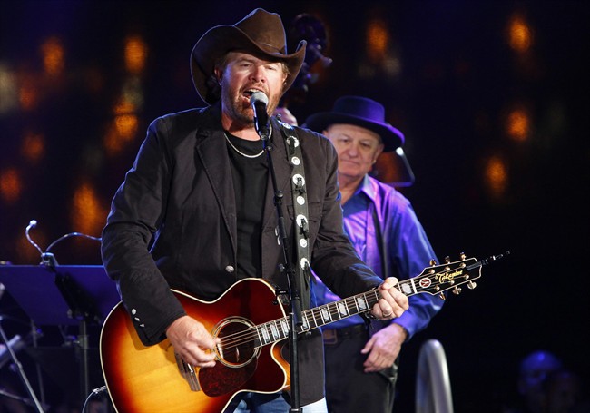 Toby Keith performs at the 60th Annual BMI Country Awards on in Nashville, Tenn. in this Oct. 30, 2012 file photo.