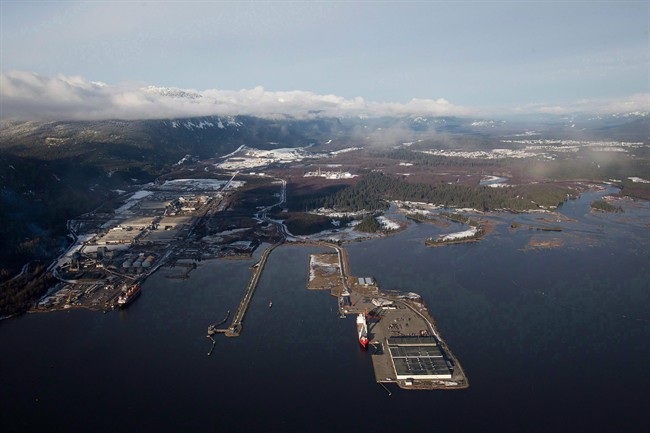Douglas Channel is pictured in an aerial view in Kitimat, B.C., on January 10, 2012. 