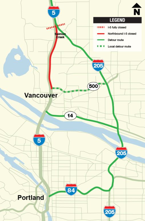 Detour map for this weekend's travel.