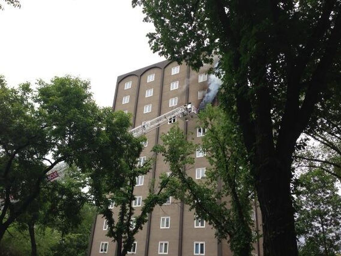 Crews battle a blaze in an Oliver apartment building, located at 101st Avenue and 117th Street.