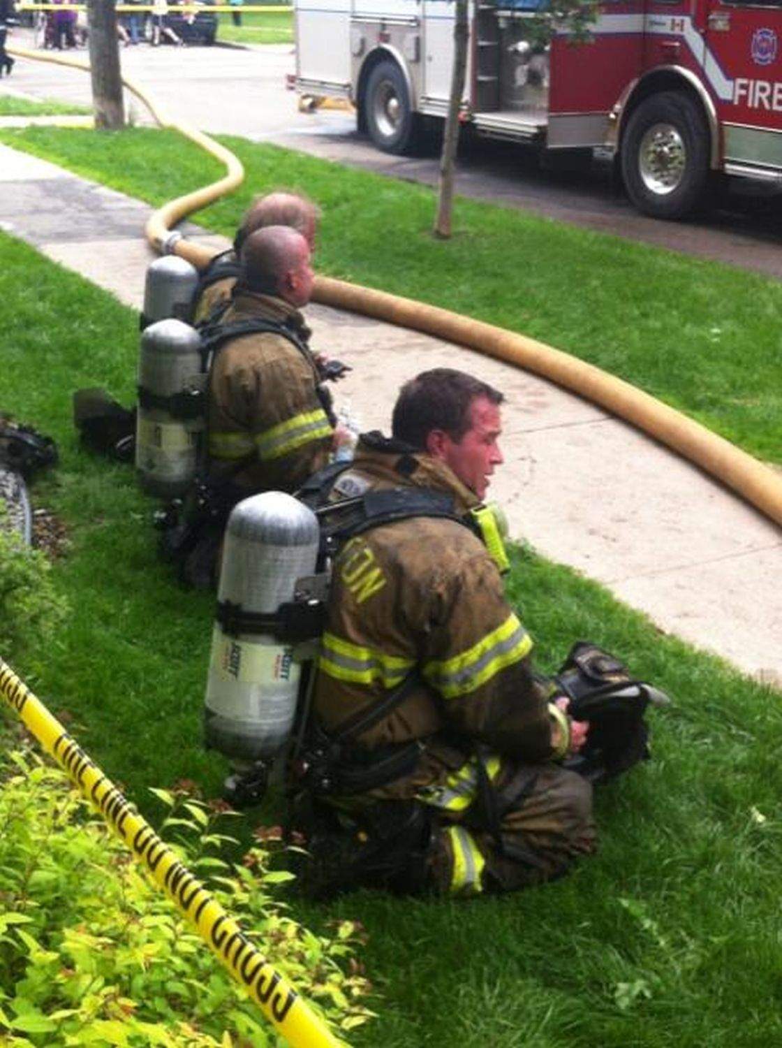 Crews battle a blaze in an Oliver apartment building, located at 101st Avenue and 117th Street.