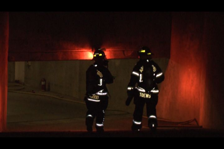 Fire crews in Abbotsford contain a gas leak in an underground parking lot - image