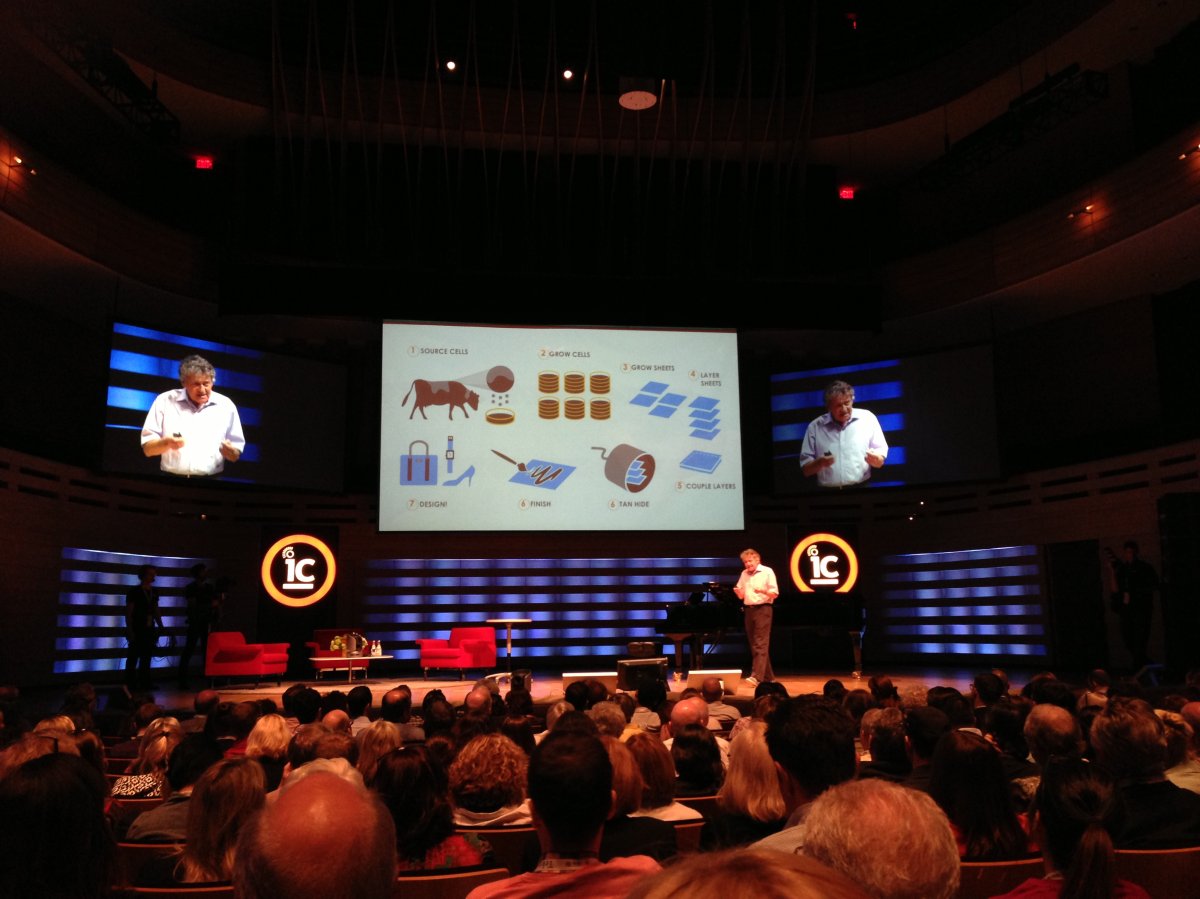 A presenter on stage at ideacity 2013.