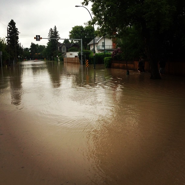 Elbow Park street flooded