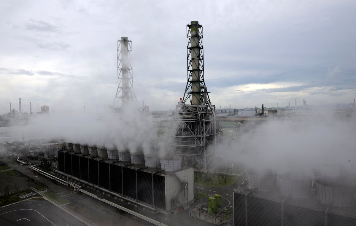 Steam rises from the Kawasaki natural gas power station in Kawasaki city, Kanagawa prefecture, south of Tokyo on August 25, 2011. Using LNG gas, the power station started operating April 2008 with a generation capacity of 847,400kW. 