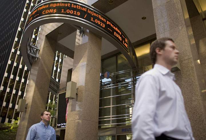The loonie dipped 0.07 of a cent to 95.3 cents US after going as low as 94.75 cents Monday, its lowest level since October, 2011.