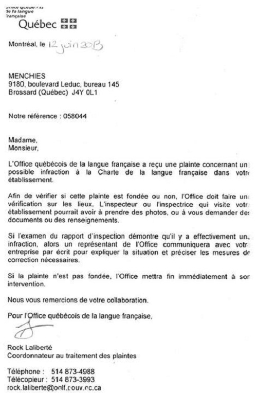 OQLF letter