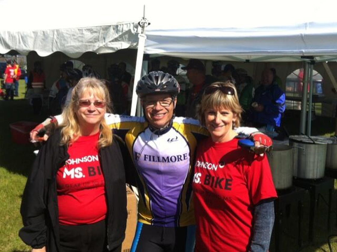 Mike Sobel poses for a picture before heading off on the MS Bike Tour