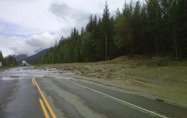 Mudslide that has closed Highway 16 near Valemount, B.C. on June 7, 2013.