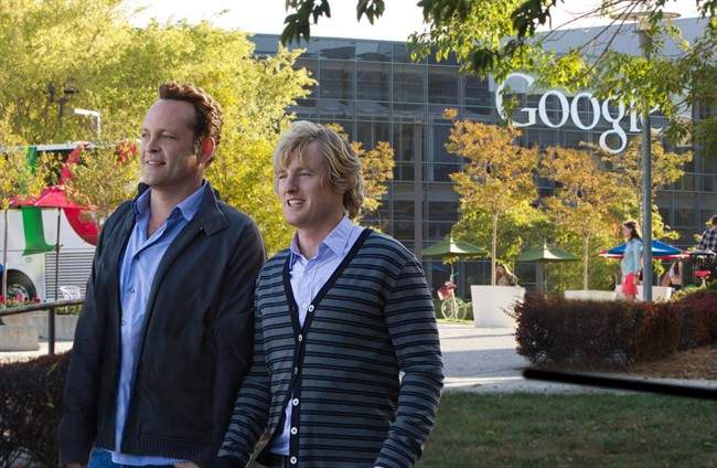 This film publicity image released by 20th Century Fox shows Owen Wilson, right, and Vince Vaughn in a scene from "The Internship." .