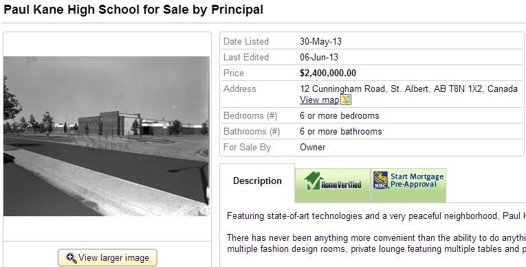 A St. Albert school is up for grabs, according to Kijiji.