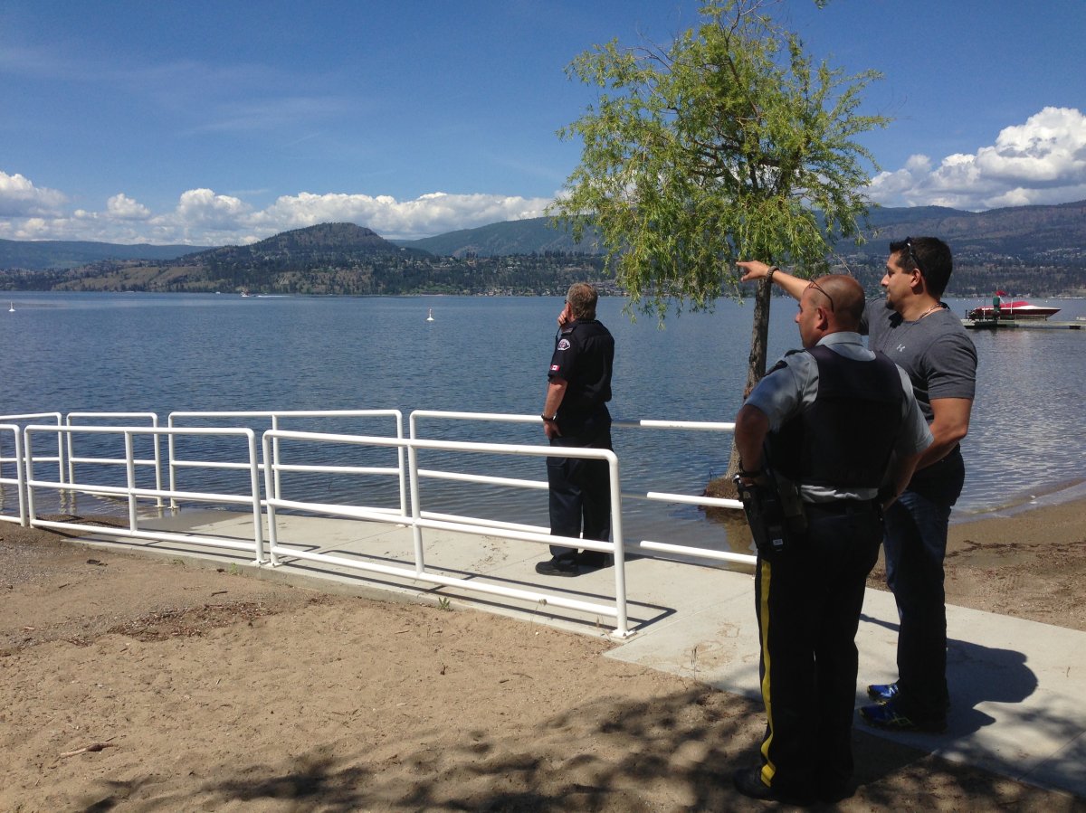 Crews investigate reports of a small plane going down into Okanagan Lake Tuesday.