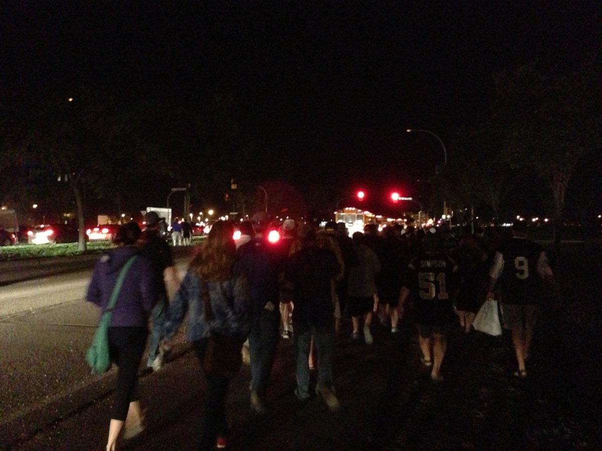 Fans leave Investors Group Field in the dark. June 27, 2013.