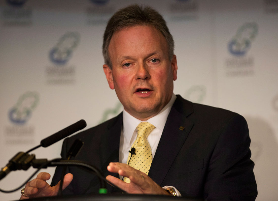 New Bank of Canada head Stephen Poloz speaks during an address Wednesday. 