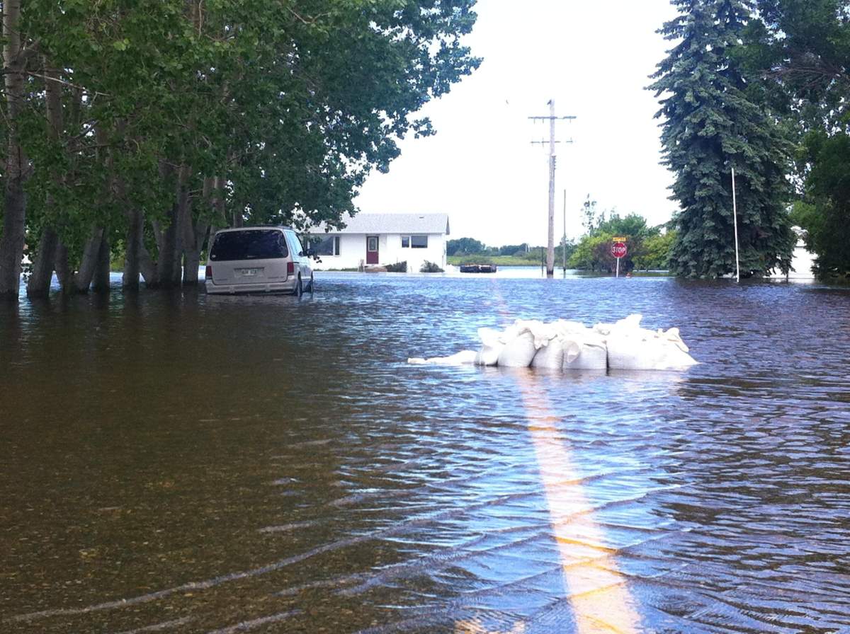 The thunderstorm in Manitoba on June 25 hit hardest in Reston, already flooded by earlier rains.