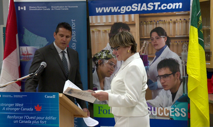 Federal government announces $465,000 investment in SIAST Applied Research Centre equipment.
