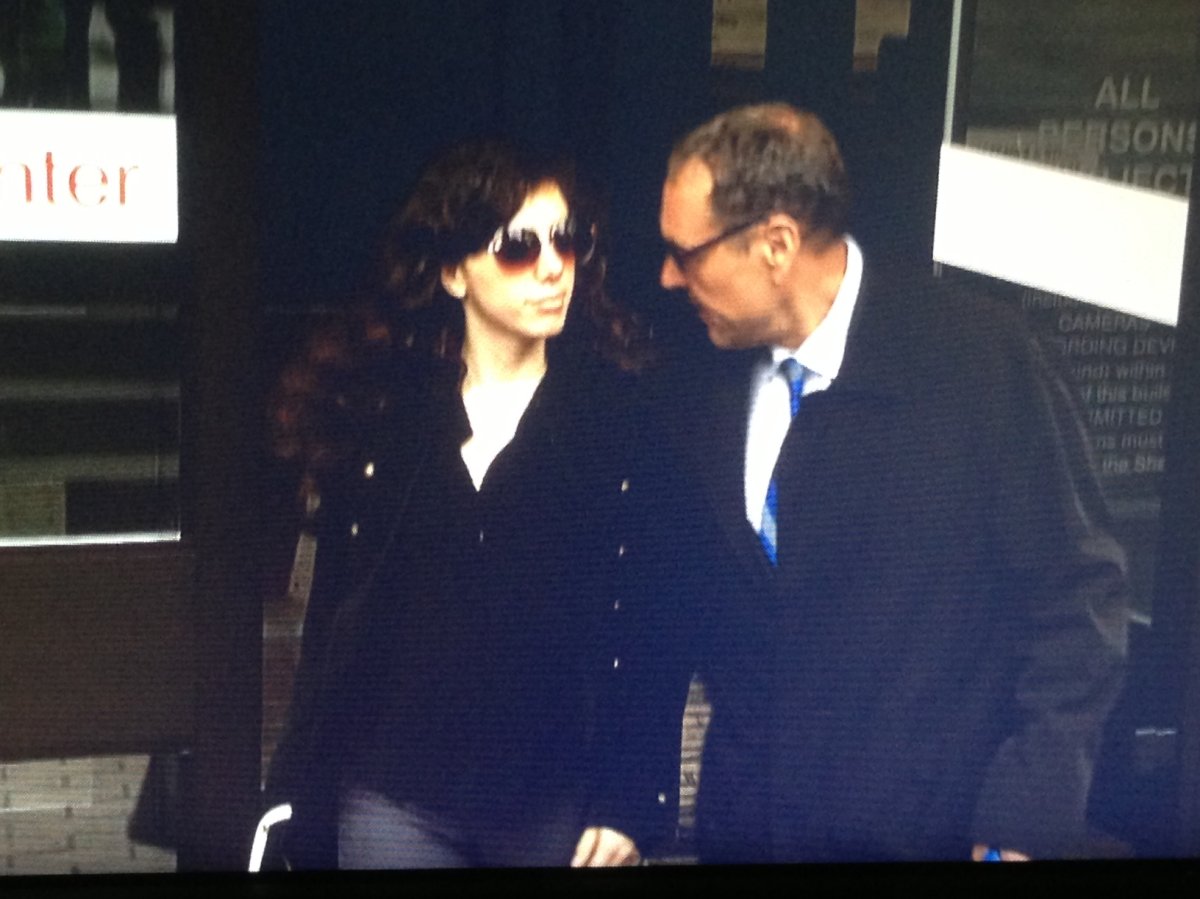 Sophie Laboissonniere leaving BC Provincial court at 222 Main St with her lawyer Dave Baker.