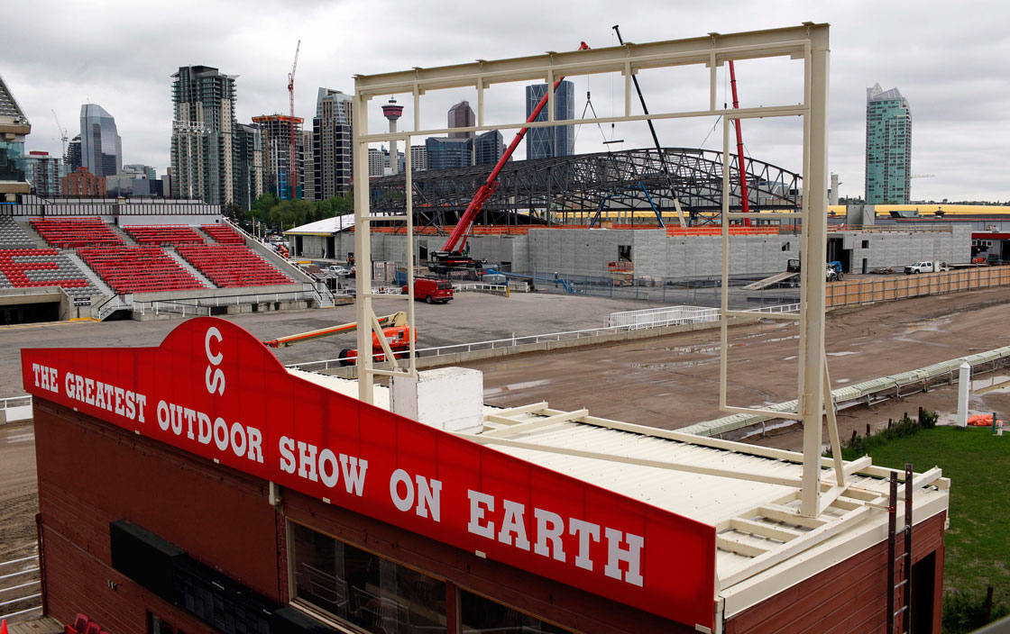 Construction continued this week on the site of the annual Calgary Stampede. 