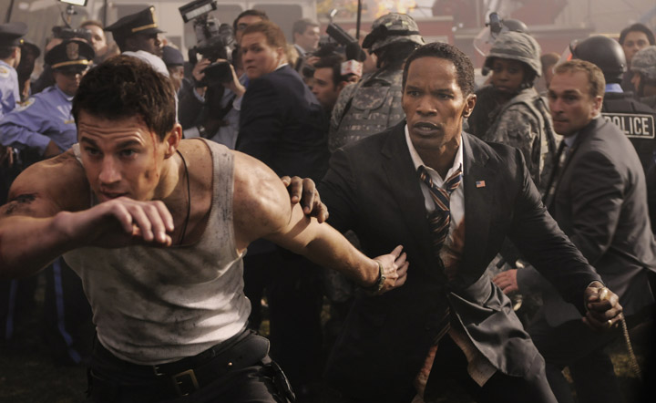 Channing Tatum and Jamie Foxx in a scene from 'White House Down.'.