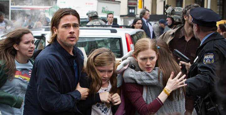 Brad Pitt in a scene from 'World War Z'.