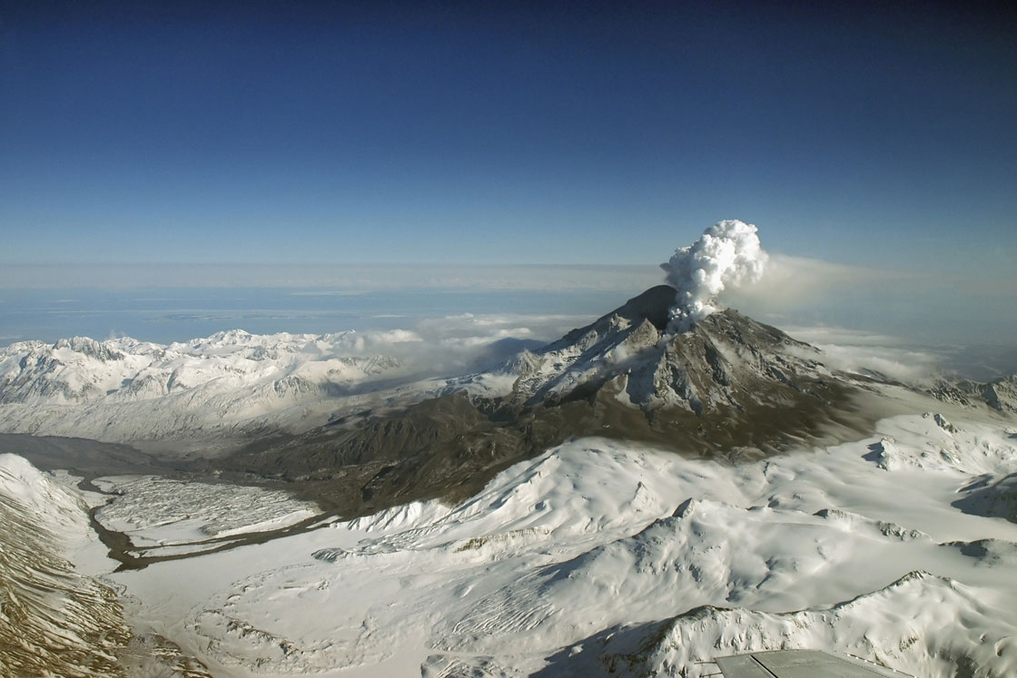 Redoubt Volcano blows off some steam, seen here in this undated photo. 