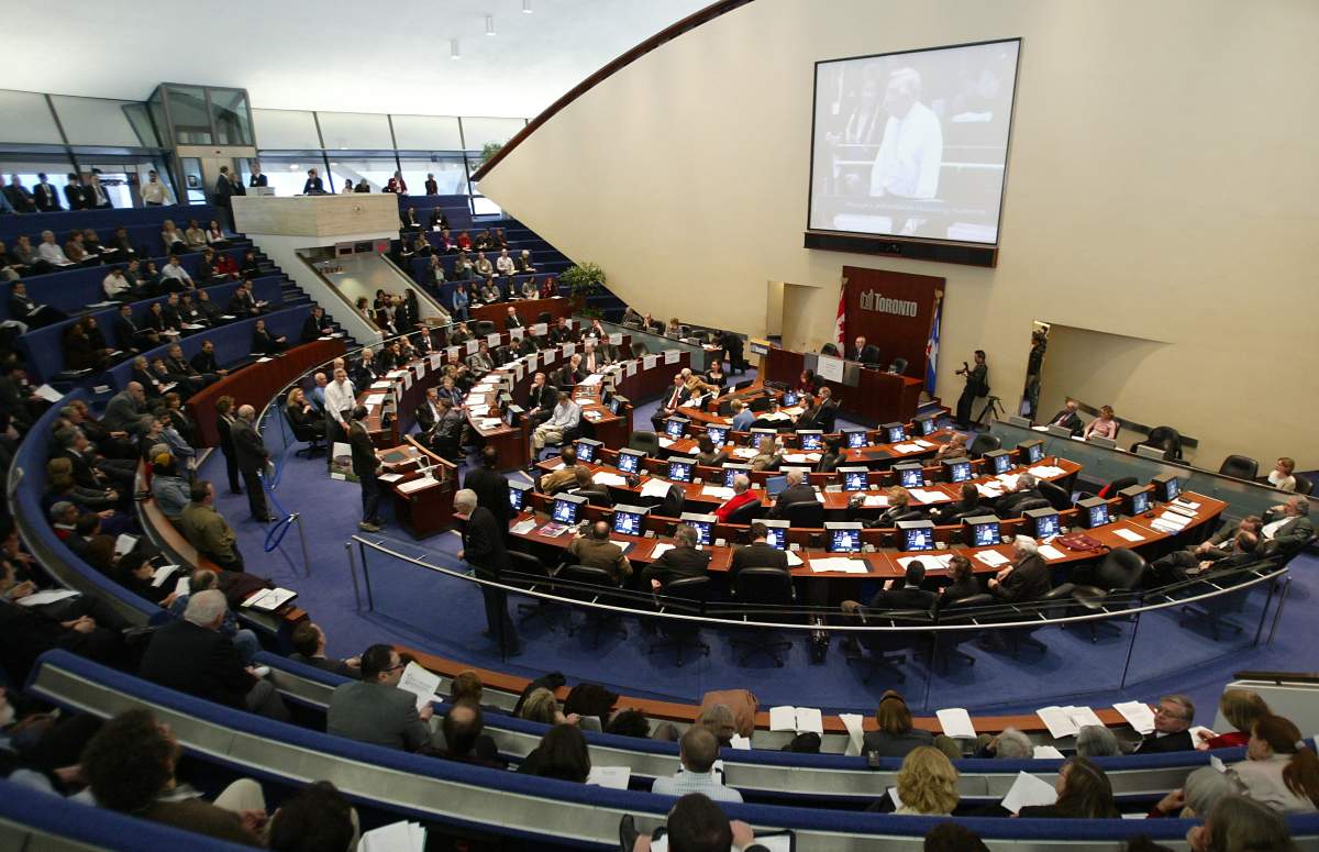 Inside Toronto council chambers.