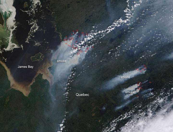 Fires are seen here in northern Quebec on July 2, 2013.