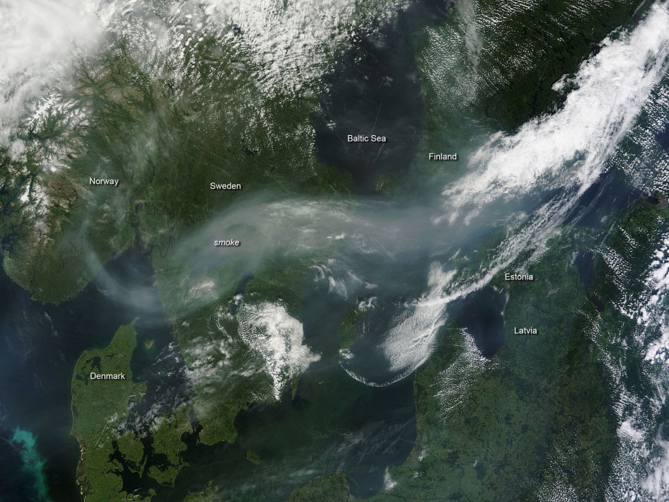 Smoke from fires that are raging through Quebec reached Scandinavia.