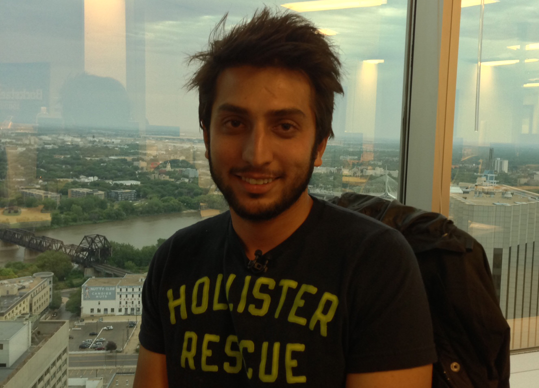 Anas Cheema waits to appear on the Morning News at the Global Winnipeg offices.