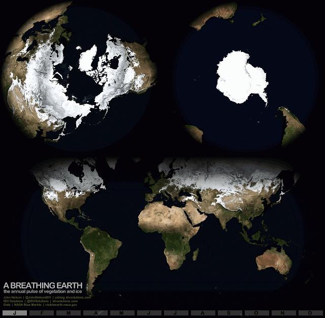 This animation depicts one year of seasons on Earth. (John Nelson/IDV Solutions).