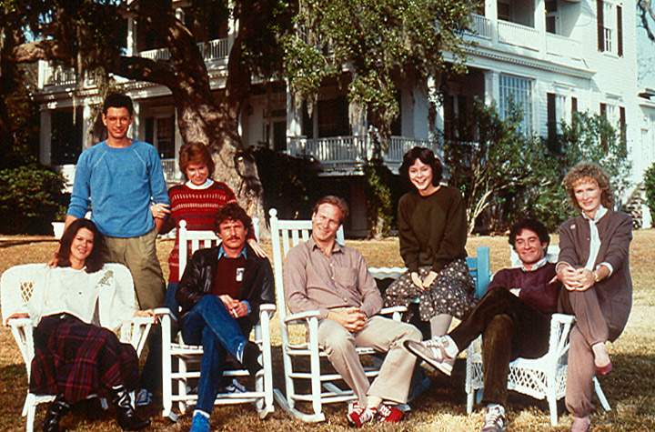 The cast of 'The Big Chill' includes (from left) JoBeth Williams, Jeff Goldblum, Mary Kay Place, Tom Berenger, William Hurt, Meg Tilly, Kevin Kline and Glenn Close.