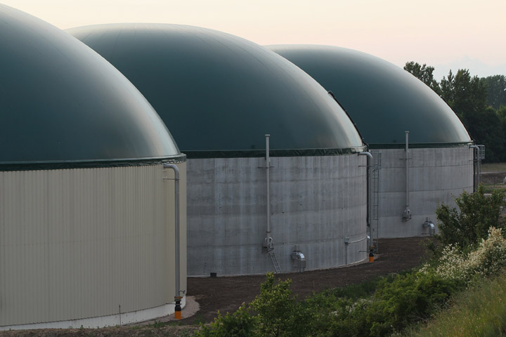A new biogas plant stands in Lower Saxony on June 12, 2012 near Ebendorf, Germany. 