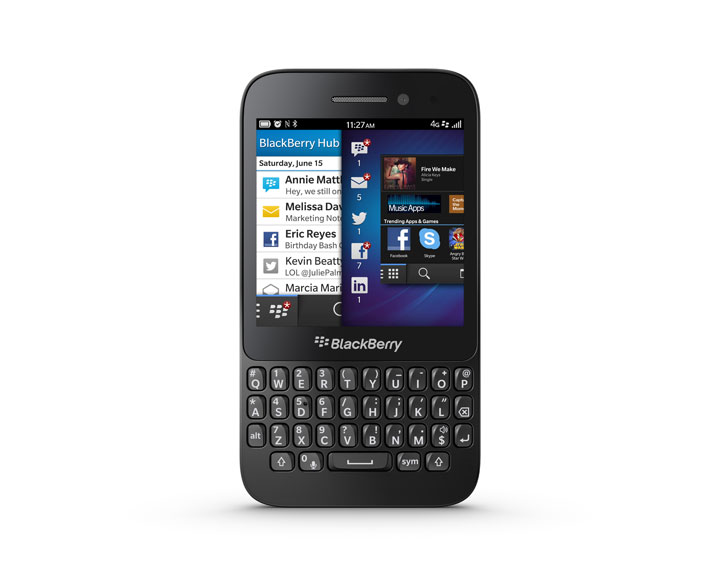 The BlackBerry Q5, which features BlackBerry's tradition QWERTY keyboard design, runs the new BlackBerry 10 operating system. 