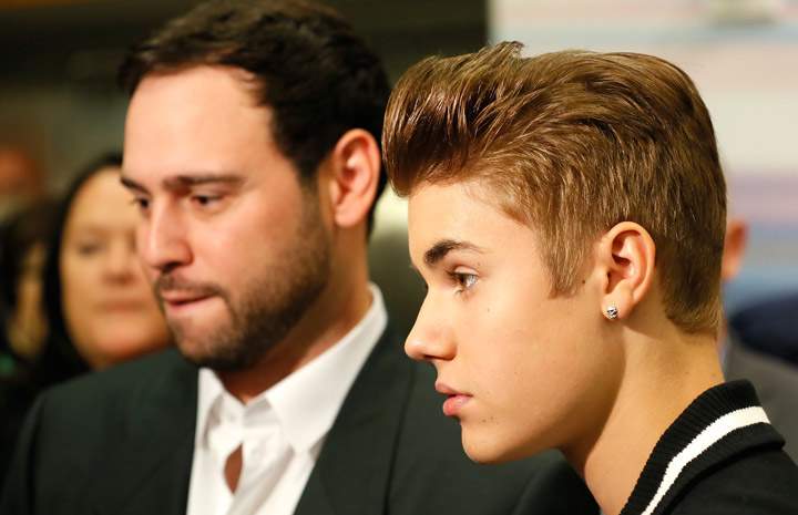 Scott "Scooter" Braun with Justin Bieber, pictured in 2012.