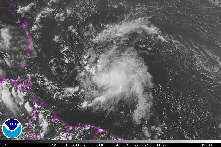 Tropical Chantal, off the coast of the Lesser Antilles.