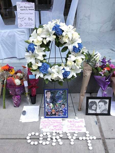 Flowers and messages in Vancouver.