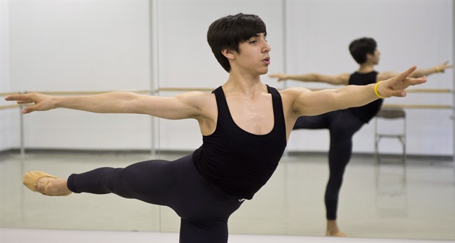 Dancer Cesar Corrales rehearses Friday, June 28, 2013 in Montreal. The Mexican-born Corrales, who trained with the National Ballet School, won the 2013 Prix de Lausanne, which provides a scholarship to study with the world's top ballet companies. He was a finalist at the 2013 Youth America Grand Prix, the world's biggest ballet scholarship competition. 