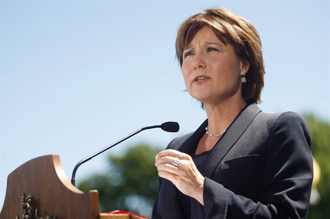 The family of a one-time British Columbia Liberal is angry with Premier Christy Clark, seen here in a 2013 file photo.