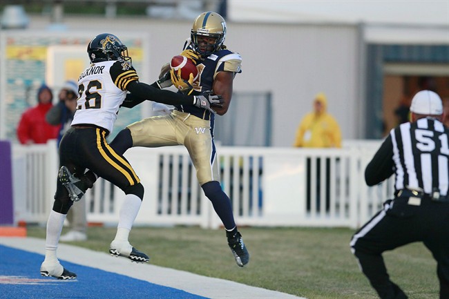 The Winnipeg Blue Bombers' Cory Watson, right, hopes to deliver this season.