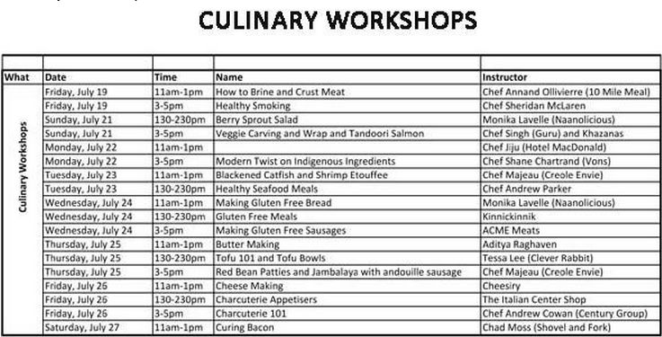 Culinary workshops, Taste of Edmonton