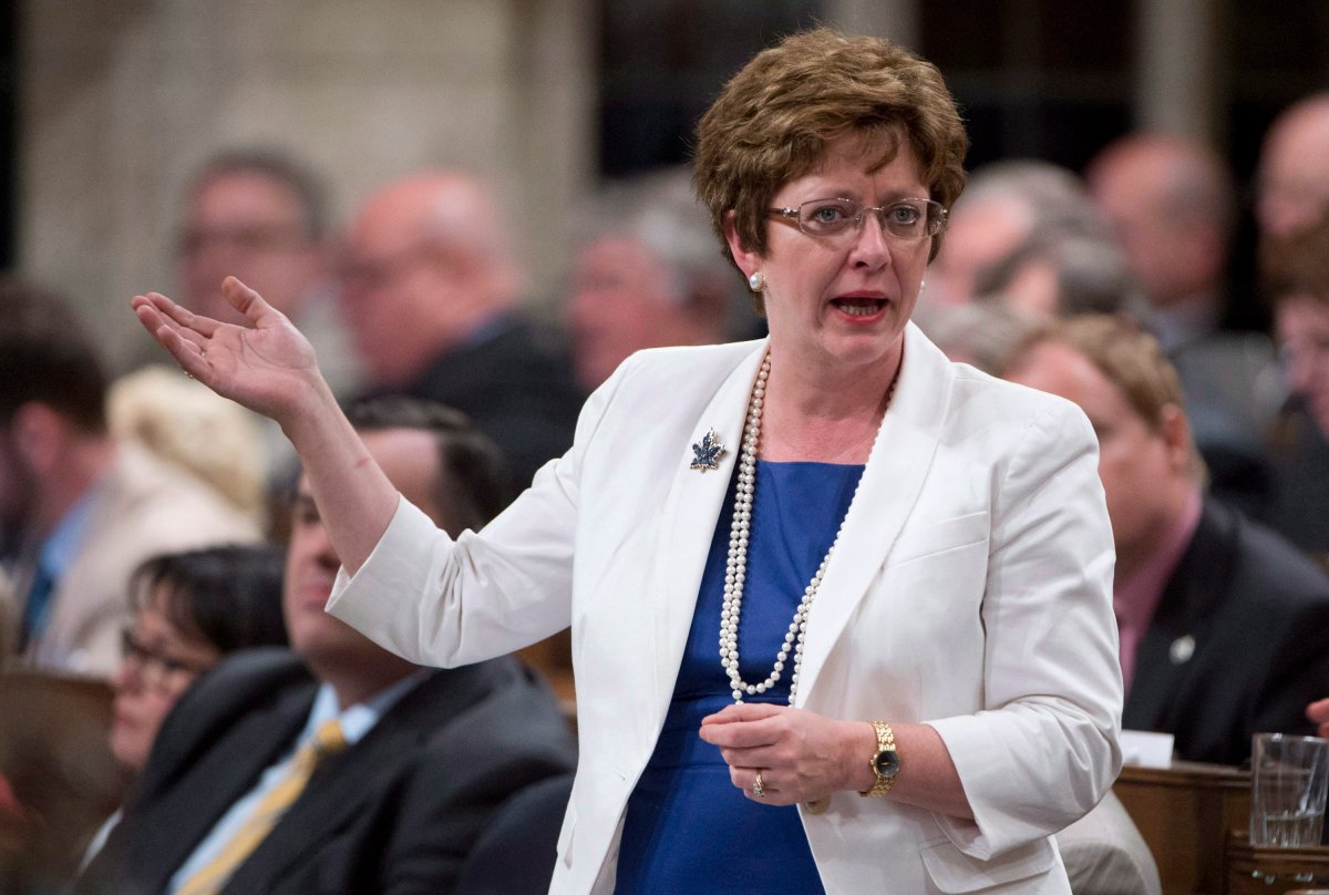 Human Resources and Skills Development Minister Diane Finley responds to a question during question period in the House of Commons Tuesday May 7, 2013 in Ottawa. THE CANADIAN PRESS/Adrian Wyld.