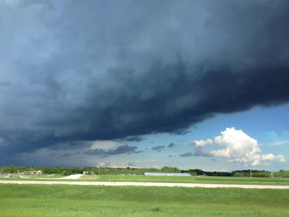 Storm clouds are seen near Ste. Agathe, Man., in this photo taken last July. The area is under a severe thunderstorm watch.