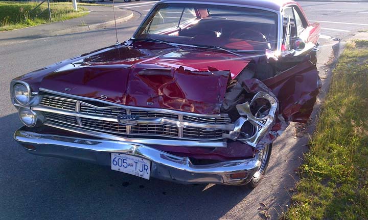 The vintage car that was smashed in a hit and run accident on July 4, 2013 in Surrey.