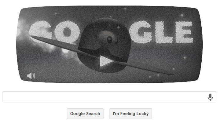 Monday’s Google Doodle features an interactive game that stars an alien whose flying disk crash lands on earth.