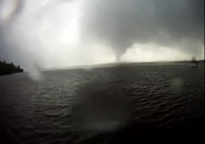 The tornado that hit the Grand Lake-area on Saturday was captured on video by Alex Haché.
