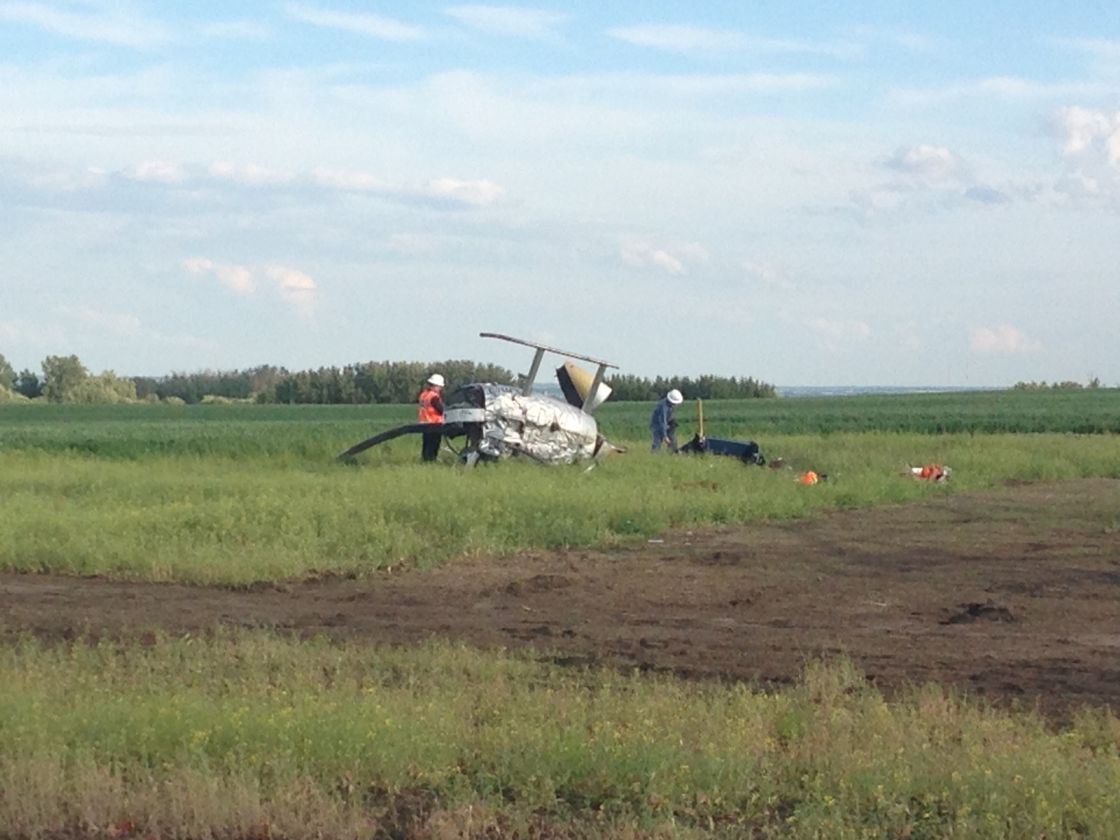 A helicopter being used in the construction of the Heartland Transmission Project crashed near Fort Saskatchewan Friday, July 5, 2013. 